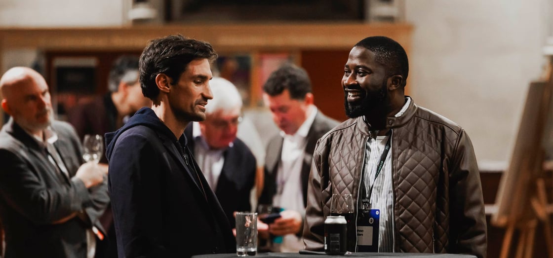 Guillaume Pousaz, founder of Checkout.com, and Ridwan Olalere, co-founder of LemFi, connecting at the ISP in Dublin.